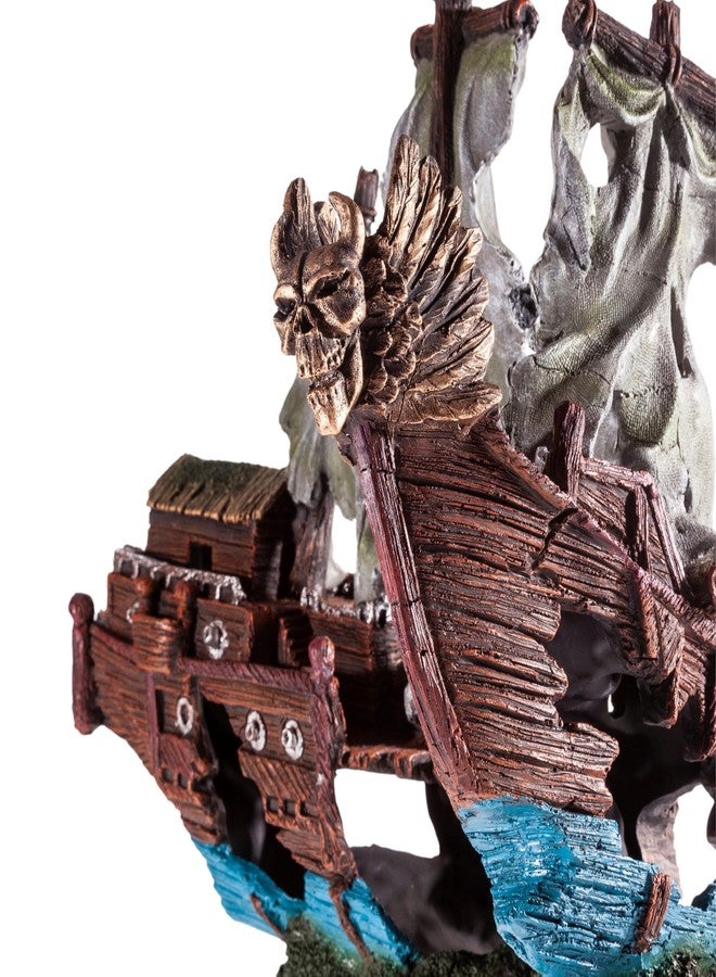 UNEAK - Pirate Shipwreck Aquarium Decorations Ornament w/Sail (2 Pieces) 5 Gallons and Larger Fish Tank, Sunken Ship Decoration Ornaments, Decorative Resin Boat for Freshwater Saltwater Decor - Image 4