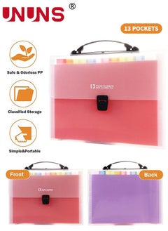 UNUNS Organizer File Folders,13 Pockets Files Storage Organiser,A4 Letter Size Paper Document Receipt Organizer,Accordion Filing Folder For Classroom,Home,Office And Travel  - Image 3