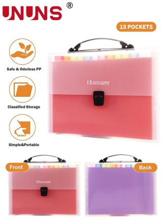 Organizer File Folders,13 Pockets Files Storage Organiser,A4 Letter Size Paper Document Receipt Organizer,Accordion Filing Folder For Classroom,Home,Office And Travel - view 3