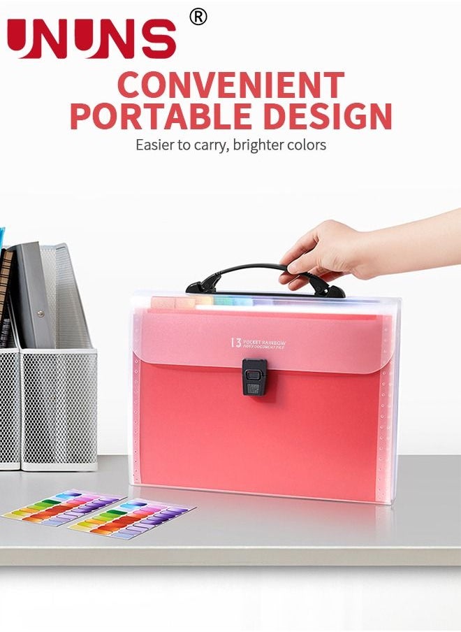 UNUNS - Organizer File Folders,13 Pockets Files Storage Organiser,A4 Letter Size Paper Document Receipt Organizer,Accordion Filing Folder For Classroom,Home,Office And Travel - Image 1
