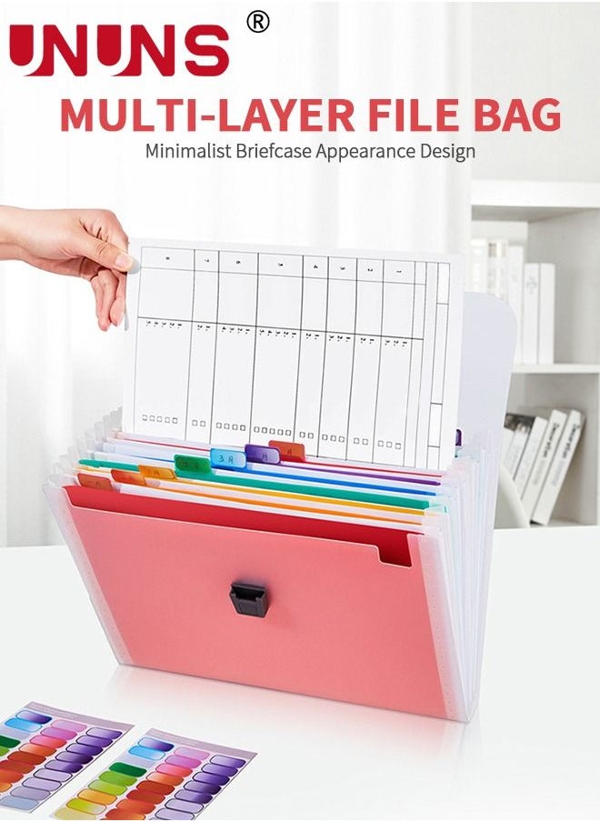 UNUNS - Organizer File Folders,13 Pockets Files Storage Organiser,A4 Letter Size Paper Document Receipt Organizer,Accordion Filing Folder For Classroom,Home,Office And Travel - Image 1
