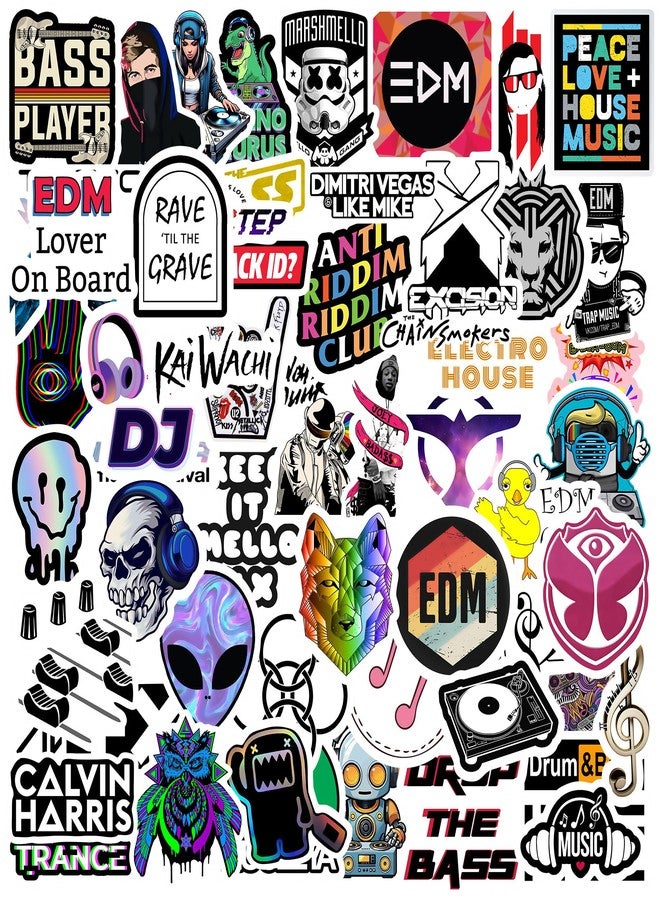مركز العجائب ملصقات فينيل Wonder Hub DJ لأجهزة الكمبيوتر المحمول، وأغطية الهواتف، والجيتار، والمذكرات، والدفاتر، مجموعة ملصقات متعددة الألوان ومقاومة للماء مكونة من 60 ملصقًا - Image 1