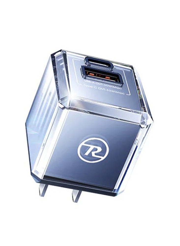 ريماكس شاحن سريع من سلسلة ICY RP-U93 بقوة 33 وات مزود بمنفذين متوافق مع (PD+QC) للهاتف - Image 1