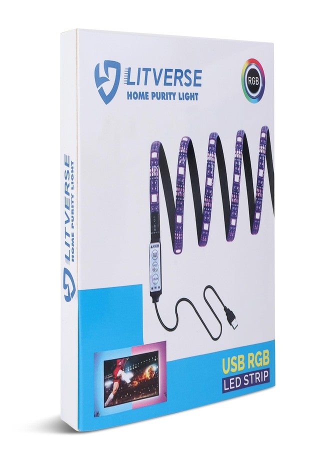 LITVERSE Plastic Light Strips 1Meter | RGB 5050 Color Changing LED Strip Light With USB Cable For TV Backlight, Bedroom, Cabinet Shelf Display (1 Meter For 16'' To 28''-Multi) - Image 1