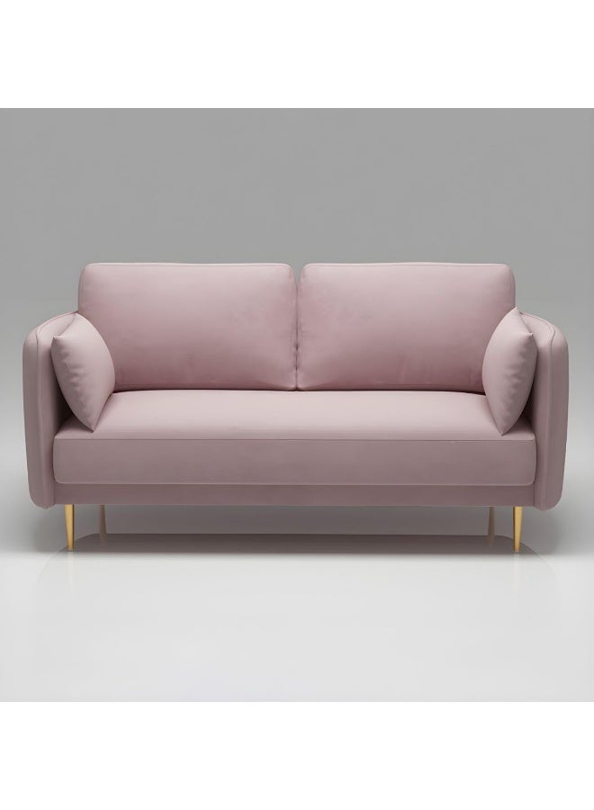 Ripple FURNITURE UAE Homes Contemporary Square-Arm Velvet Settee Sofa, Standard Settee Couch (Light Pink)  - Image 1