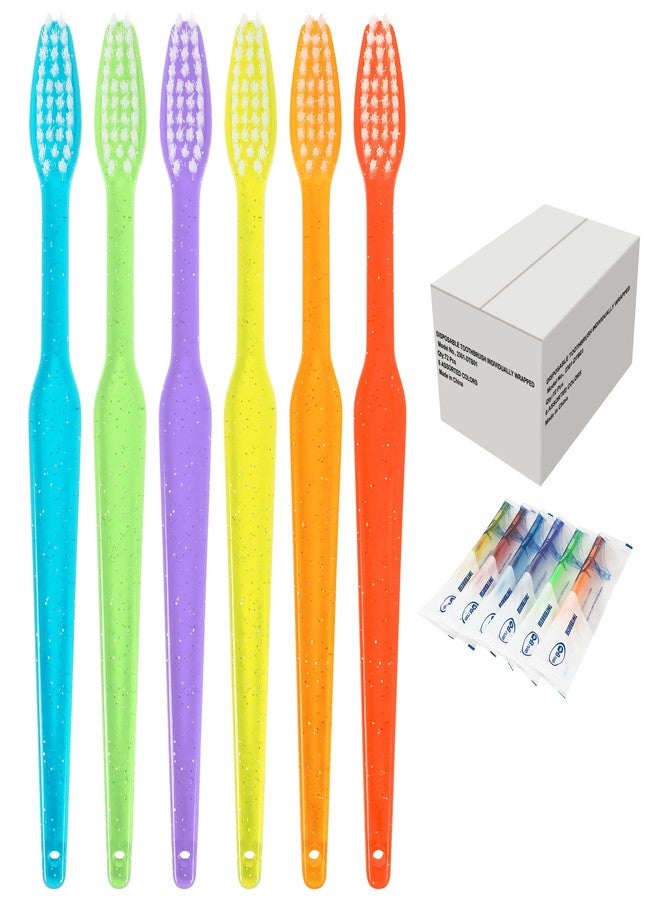 B Rush Disposable Toothbrush - Individually Wrapped Soft Nylon Bristles Manual Travel Toothbrushes for Adults Or Kids Bulk Multi Color (72 Pcs) - Image 1