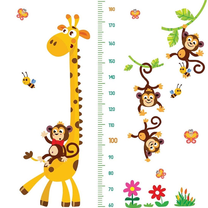 DEKOSH Giraffe & Monkeys Kids Height Wall Chart | Peel & Stick Nursery Wall Decals for Baby Bedroom, Toddler Playroom - Image 3