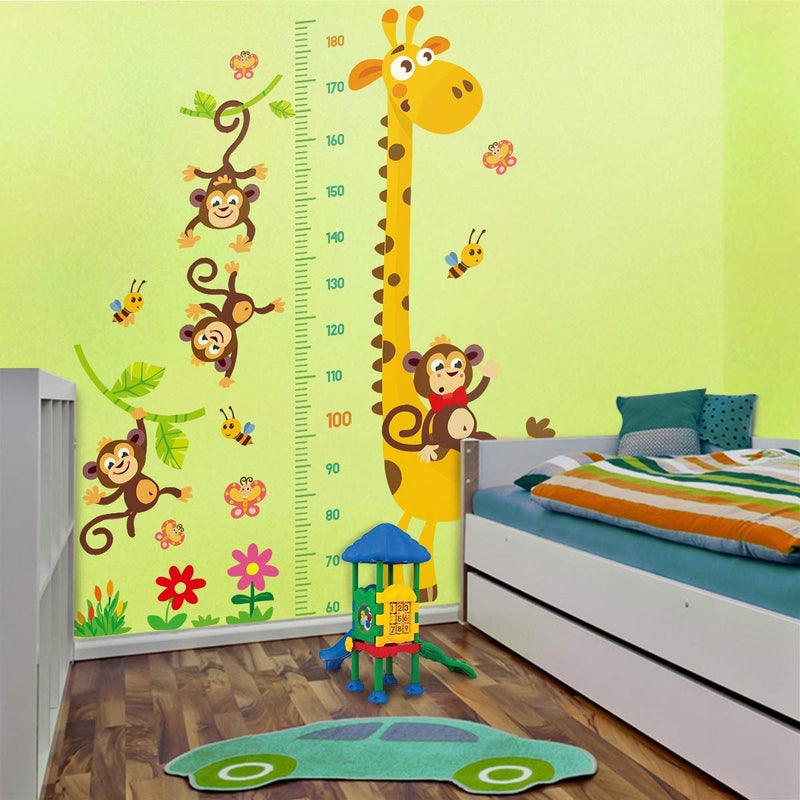 DEKOSH Giraffe & Monkeys Kids Height Wall Chart | Peel & Stick Nursery Wall Decals for Baby Bedroom, Toddler Playroom - Image 2