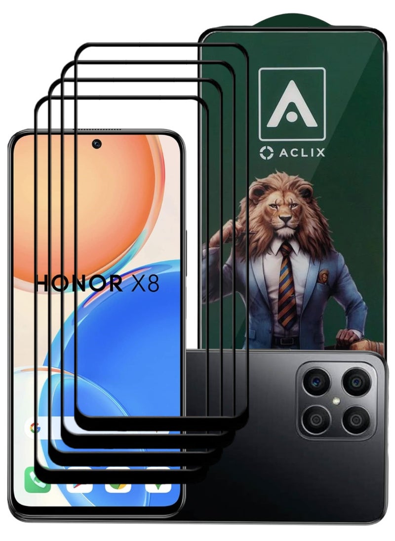 ACLIX 4 Pieces Antistatic ESD Dustproof Premium Quality High Definition Tempered Glass Screen Protector Designed For Honor X8 - Image 1