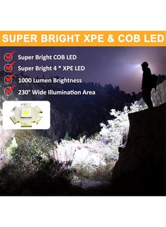 Lemon Headlamp Rechargeable, Motion Sensor 1000 Lumen Super Bright Head Lamps Outdoor LED Rechargeable, IPX4 Waterproof Headlamp for Night Walking, Running, Hiking & Outdoor Camping Gear, Black  - Image 4
