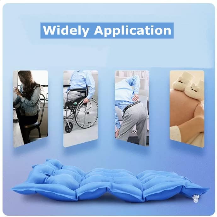 comfrt Air Seat Cushion Inflatable, Office Chair Pad Padded Seat Sits Padding + Inflatable Pump for Wheel Chair Car Airplane Prolonged Sitting Tailbone Sciatica Pain Relief 42x43cm/16.5x16.9" - Image 2