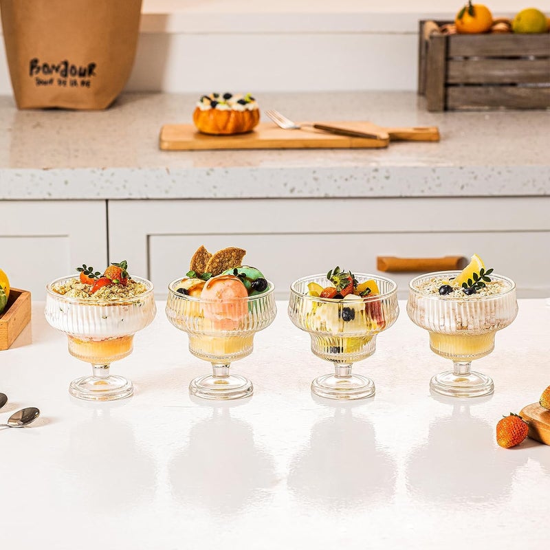 BLISS START Faluda Ice Cream Bowl for SweetsSnacks Fruit Pudding Nuts or Dip Serving Bowls Glass Dessert Cups Perfect for Sundae Ice Cream Fruit Salad Cocktail Trifle Set of 6 Pcs - Image 2