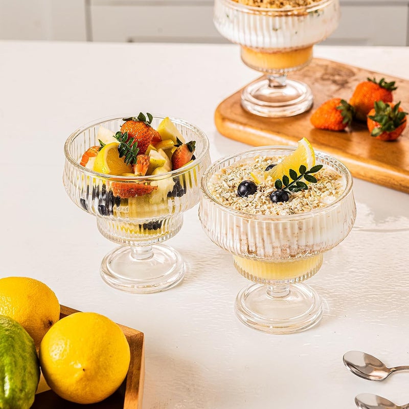 BLISS START Faluda Ice Cream Bowl for SweetsSnacks Fruit Pudding Nuts or Dip Serving Bowls Glass Dessert Cups Perfect for Sundae Ice Cream Fruit Salad Cocktail Trifle Set of 6 Pcs - Image 1