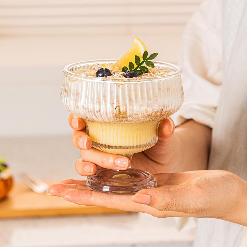 BLISS START Faluda Ice Cream Bowl for SweetsSnacks Fruit Pudding Nuts or Dip Serving Bowls Glass Dessert Cups Perfect for Sundae Ice Cream Fruit Salad Cocktail Trifle Set of 6 Pcs - Image 5