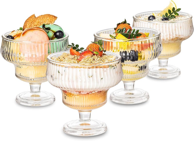 BLISS START Faluda Ice Cream Bowl for SweetsSnacks Fruit Pudding Nuts or Dip Serving Bowls Glass Dessert Cups Perfect for Sundae Ice Cream Fruit Salad Cocktail Trifle Set of 6 Pcs - Image 4