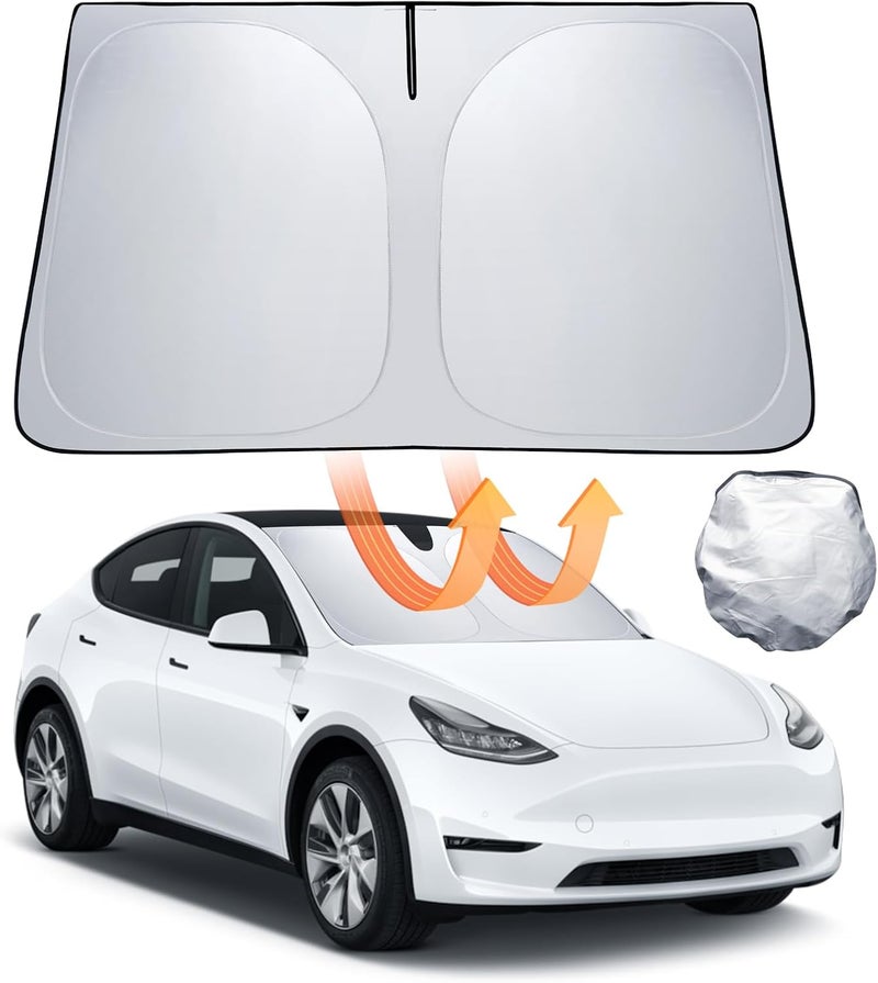 LANTU Foldable Sun Protection Front Screen for Tesla Model 3/Y with Storage Bag - Image 1
