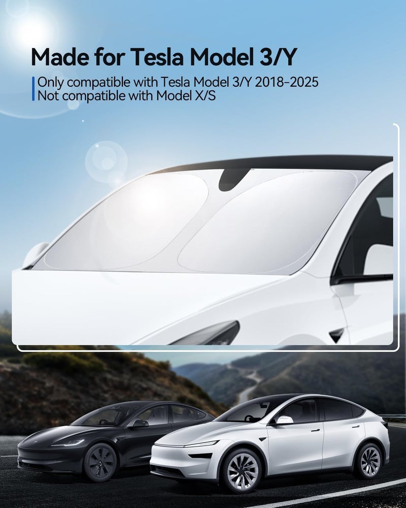 LANTU Foldable Sun Protection Front Screen for Tesla Model 3/Y with Storage Bag - Image 3