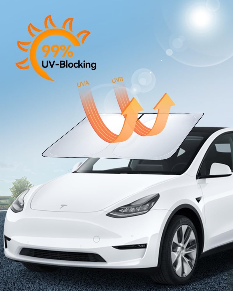 LANTU Foldable Sun Protection Front Screen for Tesla Model 3/Y with Storage Bag - Image 2