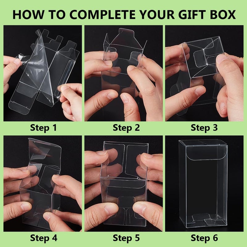 BENECREAT 40Pcs Clear Gift Boxes with Film, Rectangle Transparent PVC Favor Boxes 1.5x1.5x3inch for Wedding Party Treat Candy Cupcakes - Image 4