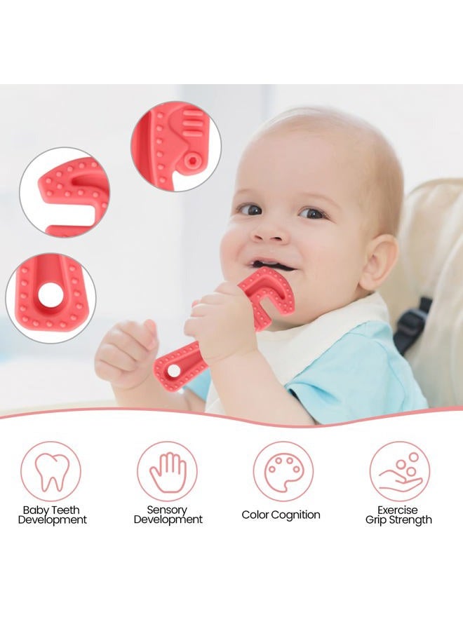 Yinghezu 8 Pack Chew Baby Teething Toys for 0-12 Months, Freezable BPA Free Silicone Baby Molar Teether Chew Toys, Hammer Wrench Spanner Pliers Hand Saw Shape Baby Girl's Boy Car Seat Toy - Image 2