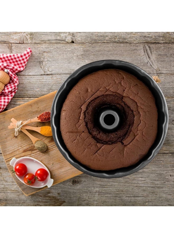 Ring Cake Tin, 24cm Tin Round Cake Pan Tray, Non-Stick Baking Moulding Tin, Carbon Steel,Fluted Ring Pan - Red - Image 4