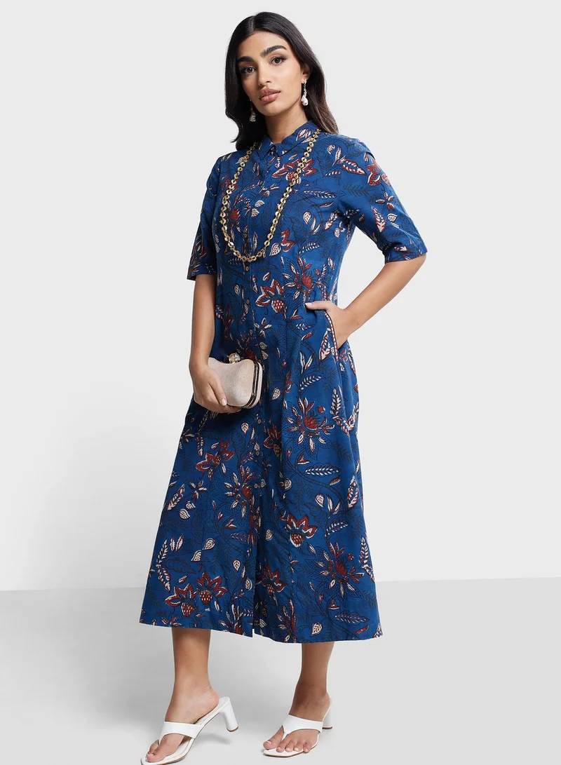 فاب انديا Floral Print Midi Dress