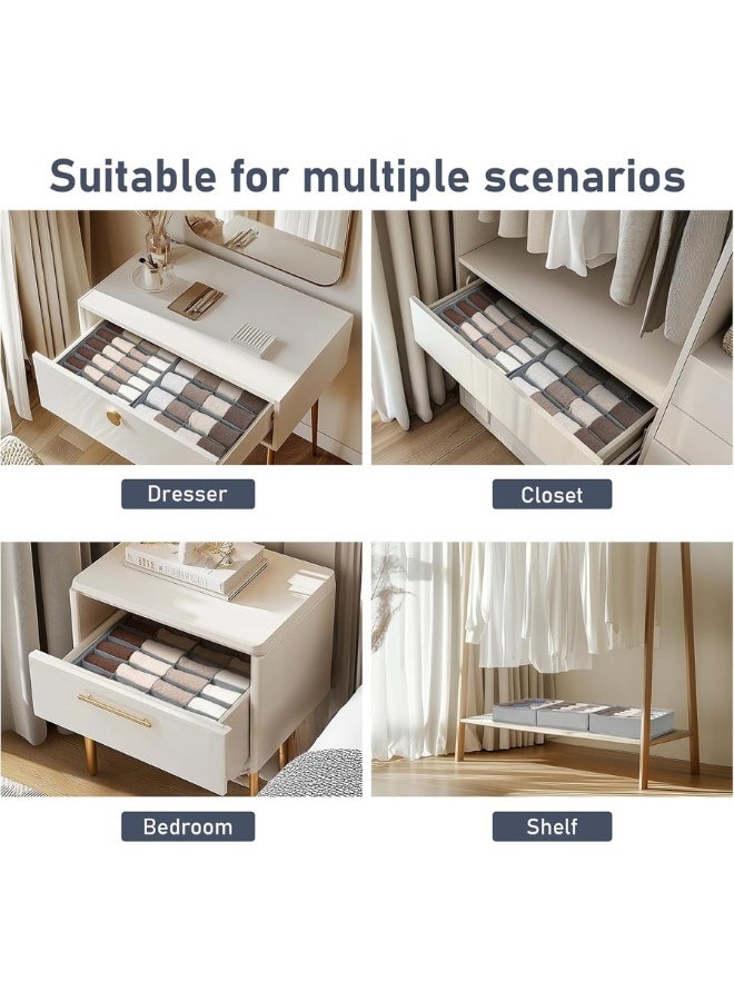 هابي هوم عبوتان من منظمات الجوارب والملابس الداخلية القابلة للطي 40 خلية لتخزين الجوارب والملابس الداخلية وربطات العنق في أدراج وخزائن القماش (20+20 خلية، رمادي) - Image 5