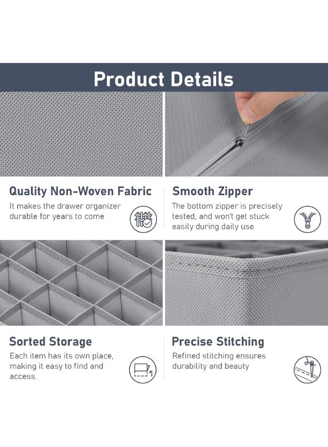 هابي هوم عبوتان من منظمات الجوارب والملابس الداخلية القابلة للطي 40 خلية لتخزين الجوارب والملابس الداخلية وربطات العنق في أدراج وخزائن القماش (20+20 خلية، رمادي) - Image 3