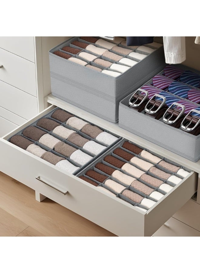 هابي هوم عبوتان من منظمات الجوارب والملابس الداخلية القابلة للطي 40 خلية لتخزين الجوارب والملابس الداخلية وربطات العنق في أدراج وخزائن القماش (20+20 خلية، رمادي) - Image 4