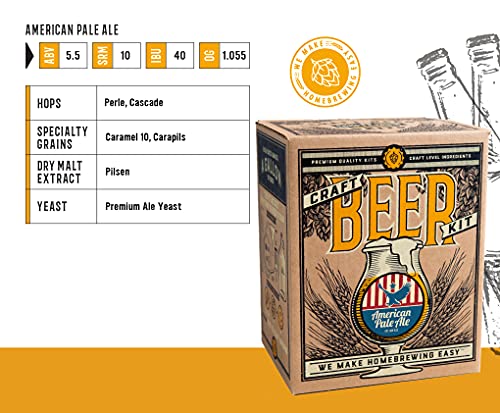 Craft A Brew صنع بيرة - بيرة أمريكية فاتحة - مجموعة صنع البيرة - اصنع بيرة الحرف الخاصة بك - معدات وإمدادات كاملة - مجموعة بدء تخمير المنزل - 1 جالون - Image 4