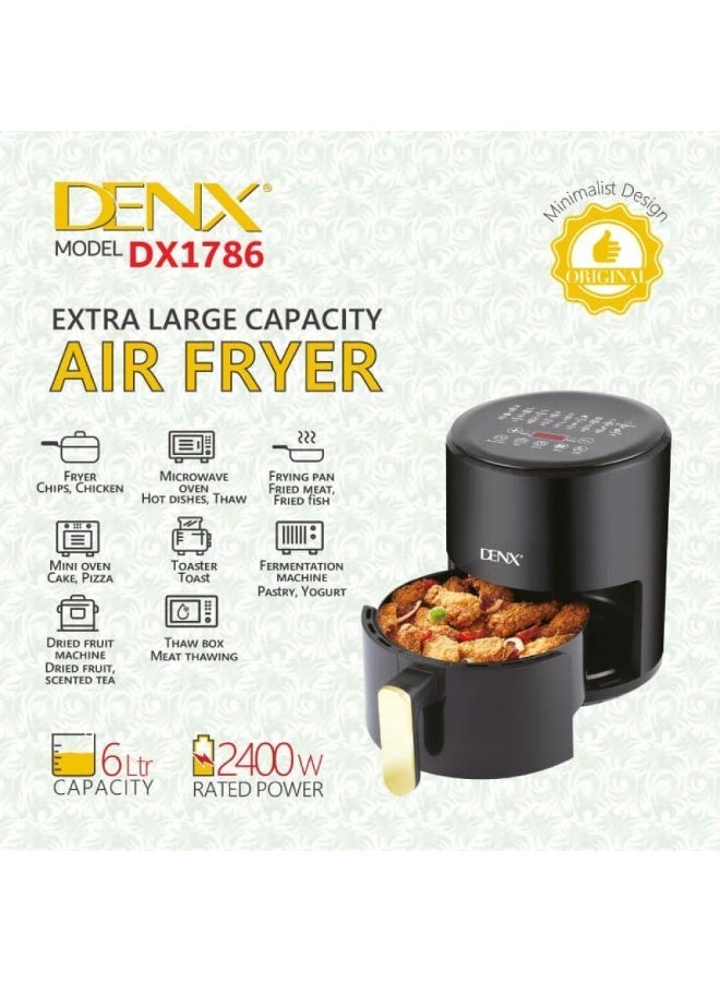 Denx Air Fryer with Multi-Function Cooking Revolutionize Your Kitchen Experience Smart Touch, Large Capacity, Precise Temperature Control, Extended Timer - Ideal for Healthy Frying - Image 4