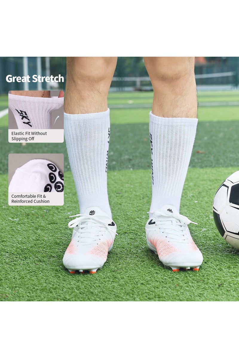 جناح السماء جوارب كرة قدم للرجال والنساء مضادة للانزلاق، جوارب رياضية مضادة للانزلاق لكرة القدم وكرة السلة مع وسادات قبضة - أبيض - زوج واحد - Image 4