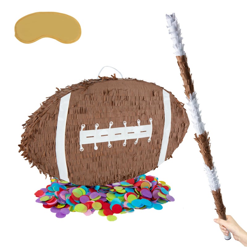 PCFING 20 Inch Football Piata with 30 Inch Piata Stick Blindfold Confetti for Boys Girls Adults Birthday Party Game Decorations Anniversary Celebration Fiesta - Image 3