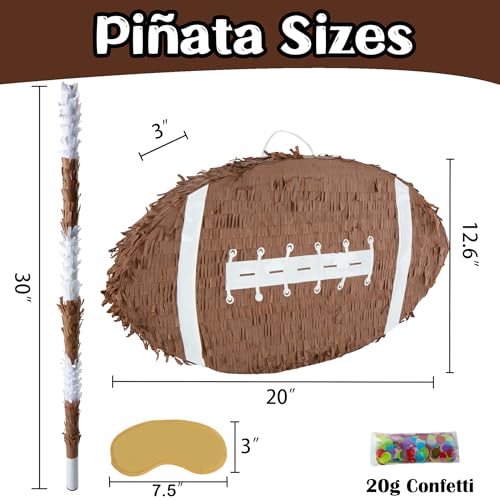 PCFING 20 Inch Football Piata with 30 Inch Piata Stick Blindfold Confetti for Boys Girls Adults Birthday Party Game Decorations Anniversary Celebration Fiesta - Image 5