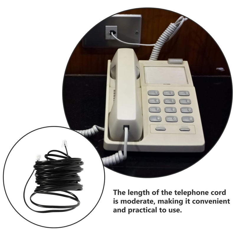 كابل تمديد الهاتف الأسود 10 أقدام كابل هاتف أرضي لنقل الإشارة - Image 5