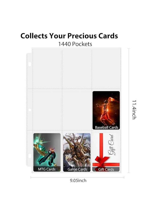 WOT I WOT I 9-Pocket Trading Card Sleeves - 80 Pages, 1440 Pockets Double-Side Card Sleeves Clear Page Protectors for 3 Ring Binder Holds Sports Cards, Game Cards  - Image 2