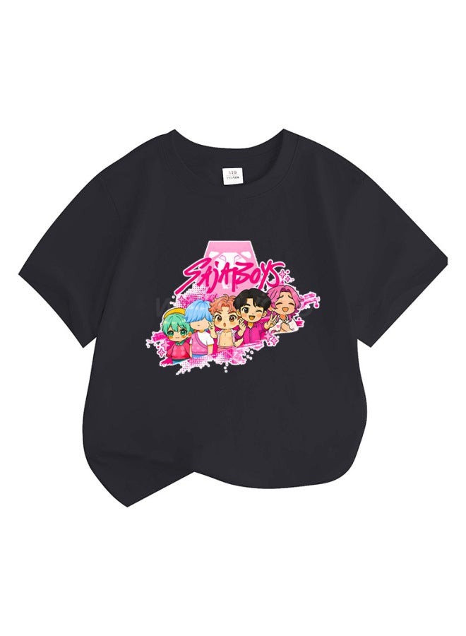Best Seller Kpop Anime Cartoon Print Fashion Kids Short Sleeve T-shirt Loose Casual Top
