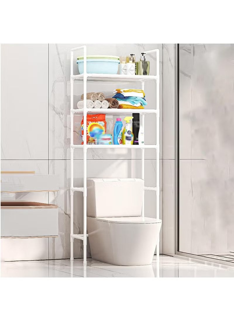 Arabest 3-Tier Over The Toilet Storage, Drill-Free Toilet Floor Storage Rack,Freestanding Above Over Toilet Bathroom Organizer, Space Saver, Metal Toilet Storage Shelf (Color : White, Size : 47 * 25 * 155cm)  - Image 1