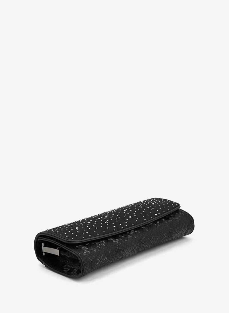 Flora Bella By Shoexpress BLACK Flora Bella Embellished Clutch With Chain Strap for Women | Best Price UAE