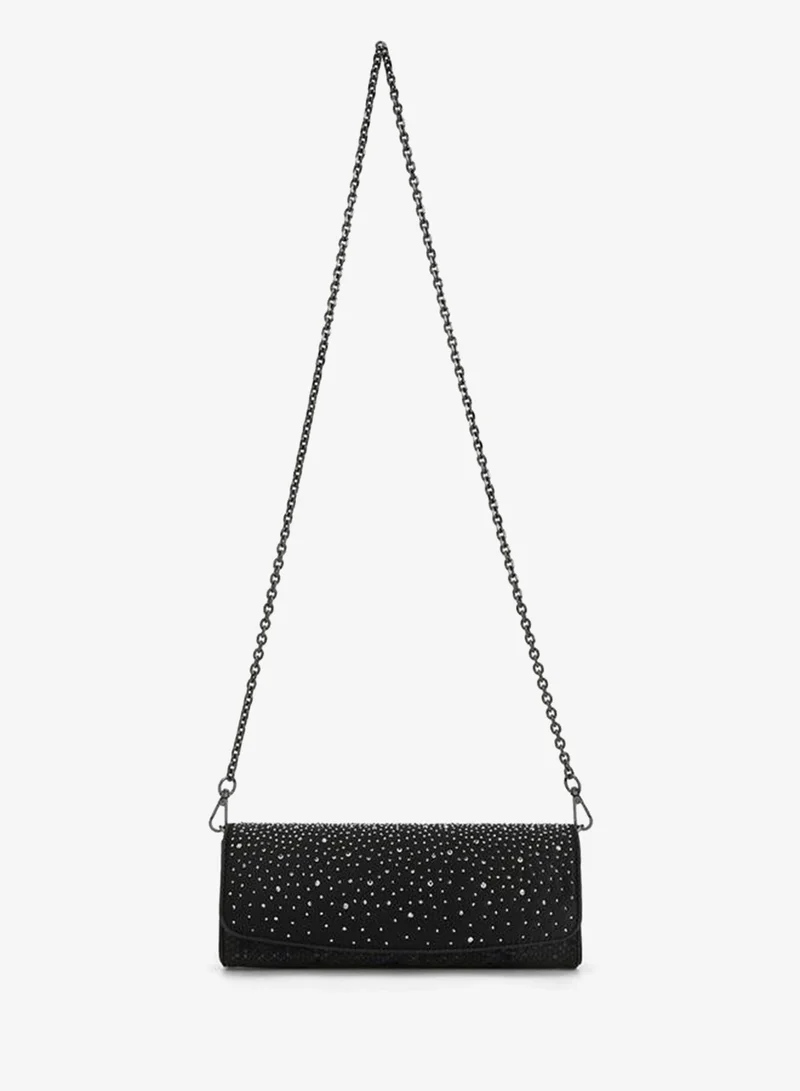 Flora Bella By Shoexpress BLACK Flora Bella Embellished Clutch With Chain Strap for Women | Best Price UAE