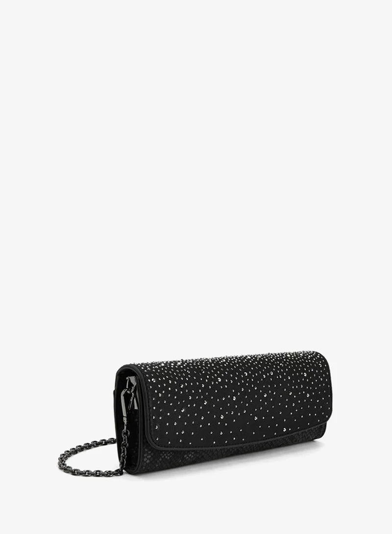 Flora Bella By Shoexpress BLACK Flora Bella Embellished Clutch With Chain Strap for Women | Best Price UAE