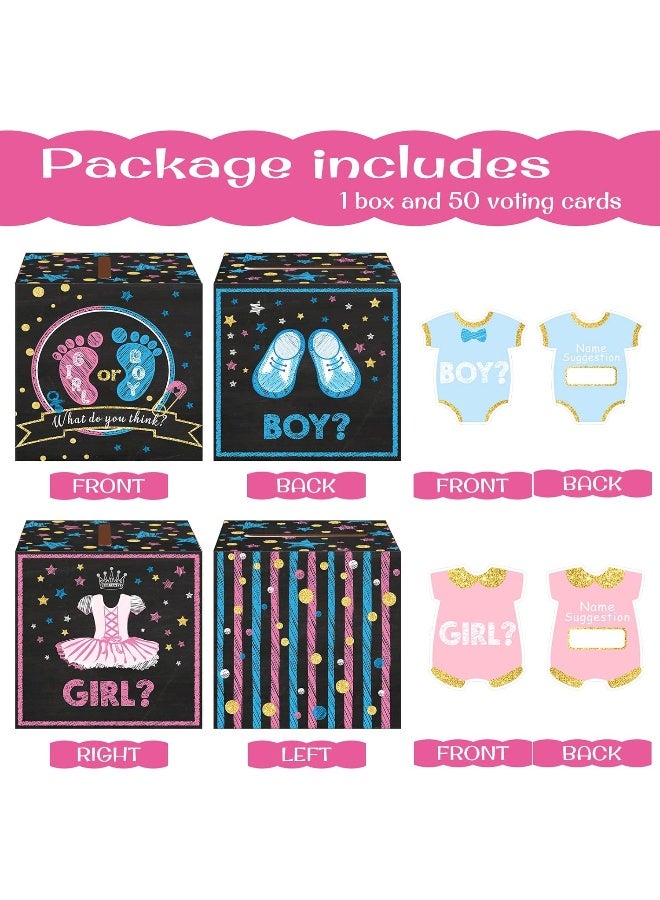 Saintrygo Baby Gender Reveal Voting Box with 50 Pieces Ballot Cards Baby Shower Decorations Party Invitations and Voting Games Gender Reveal Party Supplies - Image 2