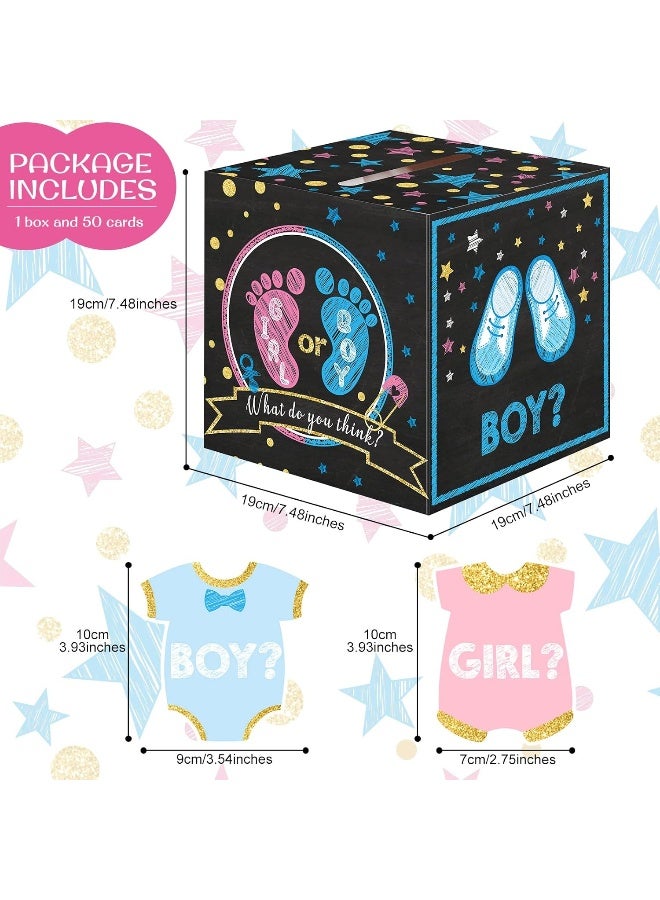 Saintrygo Baby Gender Reveal Voting Box with 50 Pieces Ballot Cards Baby Shower Decorations Party Invitations and Voting Games Gender Reveal Party Supplies - Image 3