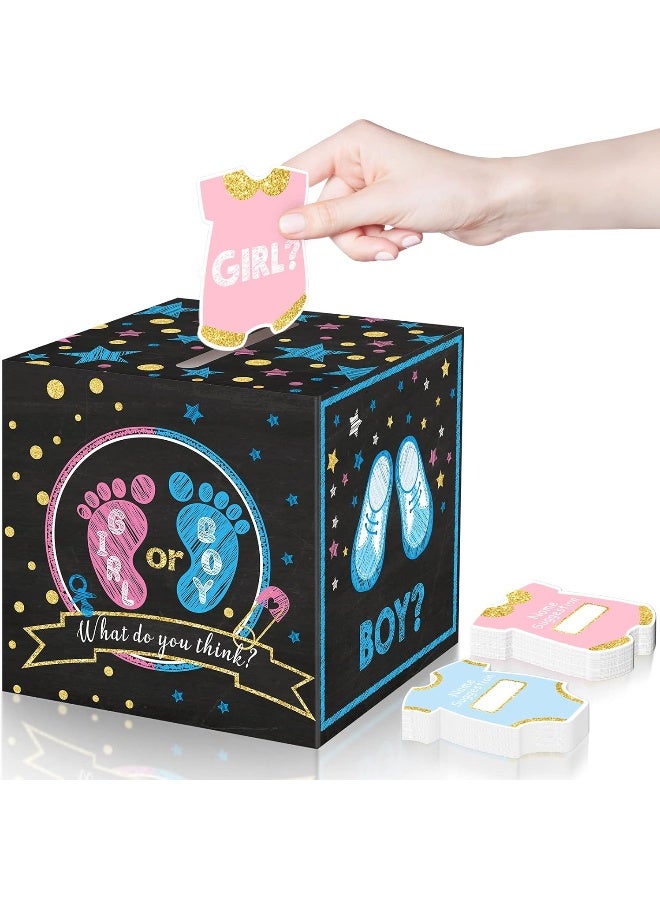 Saintrygo Baby Gender Reveal Voting Box with 50 Pieces Ballot Cards Baby Shower Decorations Party Invitations and Voting Games Gender Reveal Party Supplies - Image 1