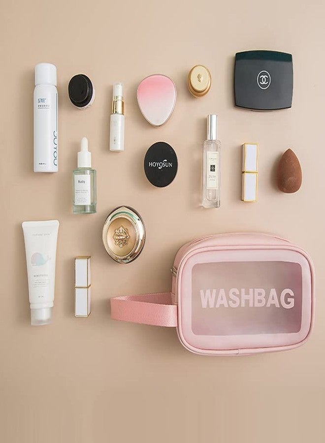 PAVITYAKSH Clear Toiletry Bag, Wash Make Up Bag PVC Waterproof Zippered Cosmetic Bag, Portable Carry Pouch for Women Men (Big, Pink) - Image 5