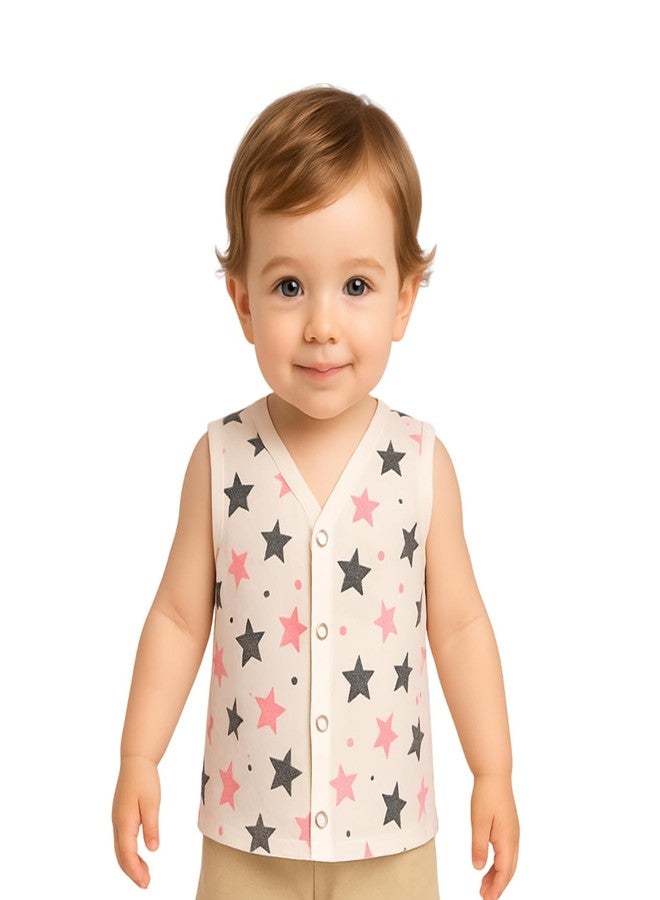 Kidbea Newborn Baby Jhabla Unisex – Organic Cotton Muslin Top | Soft & Breathable Summer Wear for Boys & Girls | Star and Chick Print Infant Clothing (6-9 Months) - Image 2