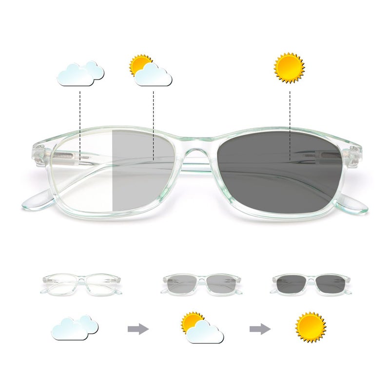 MIRYEA Photochromic Nearsighted Distance Glasses Transition Sunglasses For Men Women Retro Myopia Glasses TR90 Lightweight Negative Power Shortsighted Black Full Frame Eyewear Anit Glare UV Protection - Image 2