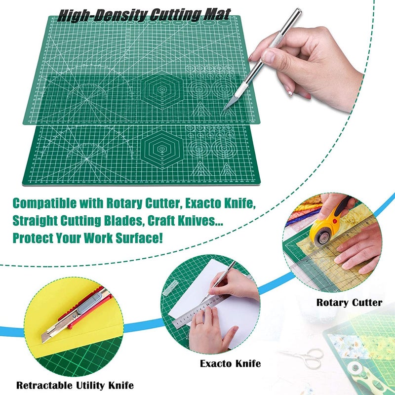 URBAN BOX Self Healing Cutting Sewing Mat Double Sided NonSlip Waterproof Hobby Mat Large PVC Rotary Cutting Mats for Crafts 12 x 18 Cutting Board for Scrapbooking QuiltingArtA3 MAT - Image 5