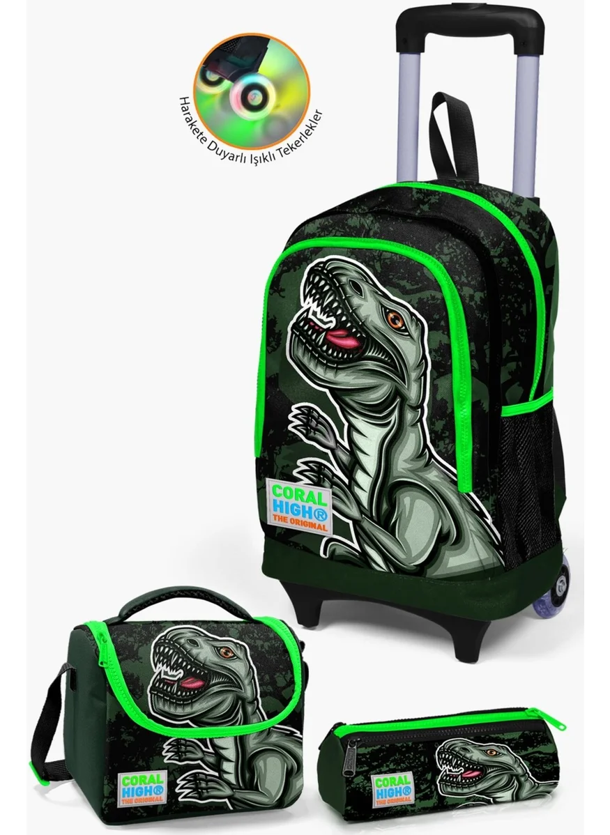 كورال هاي Kids Dark Green Black Dinosaur Patterned Squeegee 3-Piece