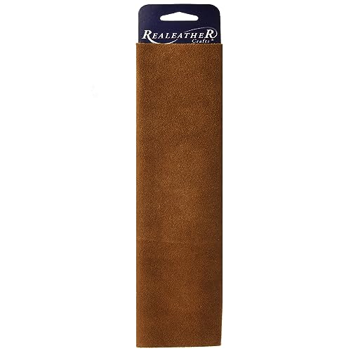 Realeather SS0811-2002 Suede Leather Sheet for Crafting, 3-4oz, Medium Brown, 1-Piece - Image 1